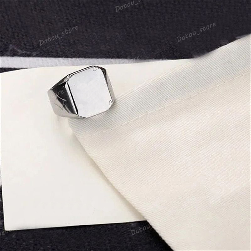 Men Retro 925 Sterling Silver Ring Designer Couple Rings Fashion Womens Square Ring Casual Hip Hop Love Rings Ornaments Luxury Jewelry Gift