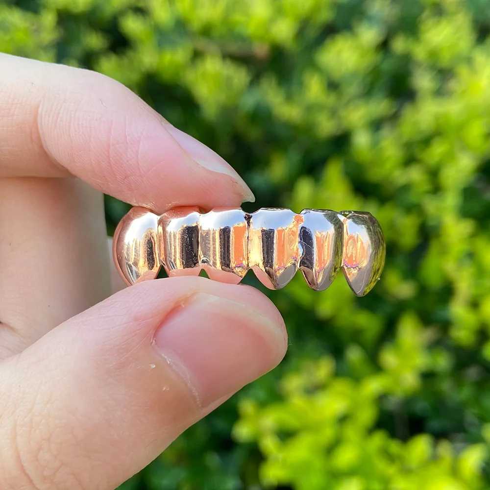 YOUNGX Hip Hop Classic Glossy Bottom Teeth Grillz Gold Silver Color Tooth Cs For Women Men Jewelry Halloween CosplayXJ241225