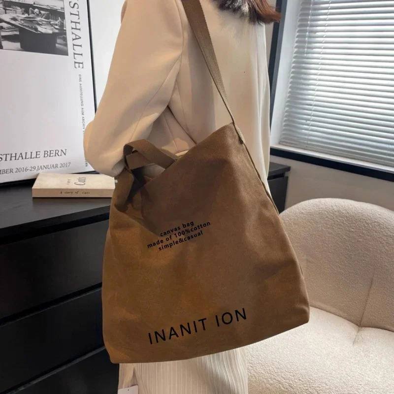 Women Canvas Tote Casual Shoulder Work Bag Large Capacity Crossbody Top Handle Bag Multifunction Big Shopping Cross-body Handbag 241224