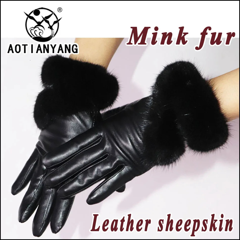 High-end sheepskin mink otter rabbit fur leather gloves winter warm real fur touch screen thin and thick leather gloves 2024 241225