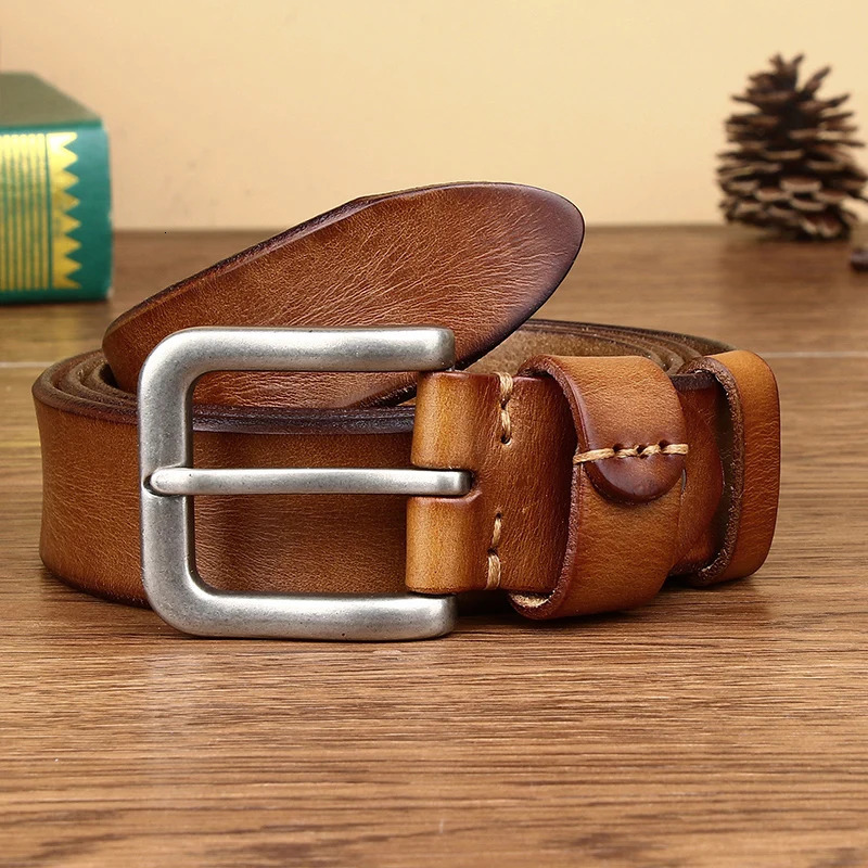Mens belts Top Cowhide Full Match Casual Jeans Vintage High Quality Male Genuine Leather Belt For Men 241225