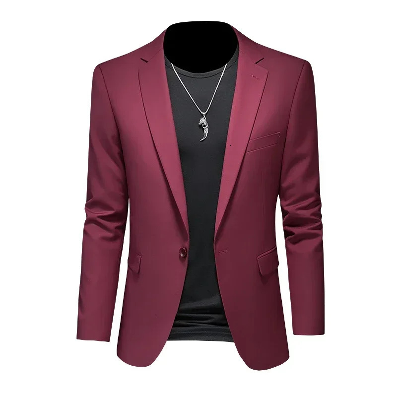 Fashion Mens Business Casual Blazer White Red Green Black Solid Color Slim Fit Jacket Wedding Groom Party Suit Coat M6XL 241225
