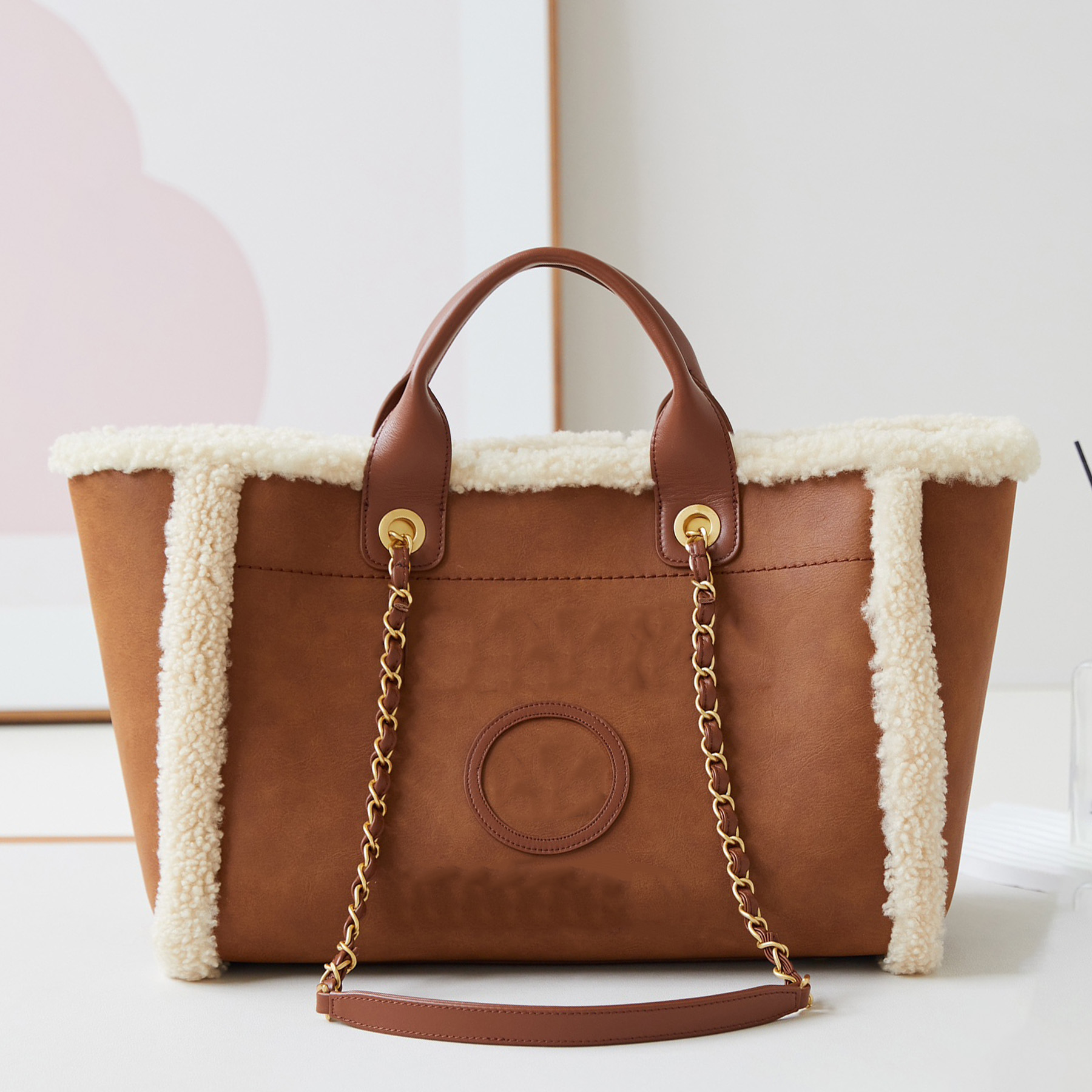 CC Bag Designer Bag Luxury Bag New 10A Large Shopping Bag Shearling Lambskin Shoulder Golden Hardware Chain Tote Removable Pouch Handbag Women Casual Clutch