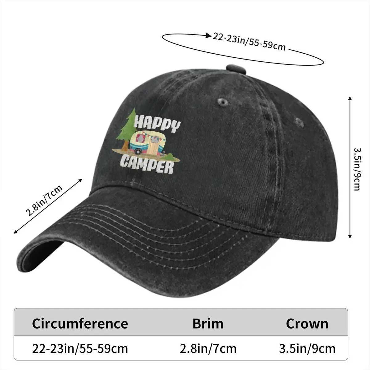 Camping multi-color hat Peaked womens hat Happy camping trailer personalized Visor protective hat W241225