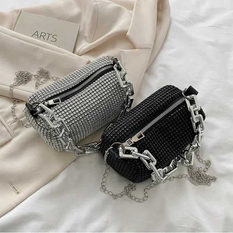 Bling Diamd Design Small Crossbody Messenger Bags for Women 2024 Summer Trend Luxury Fi Travel Shoulder Handbags PursesXJ241225