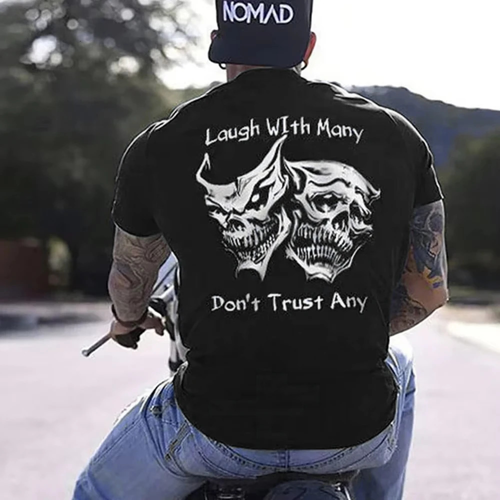Mens T Shirt skeleton Graphic print Unholy Y2k Style Cotton Casual tee Vintage Harajuku Clothing Streetwear Oversized Loose top 241224
