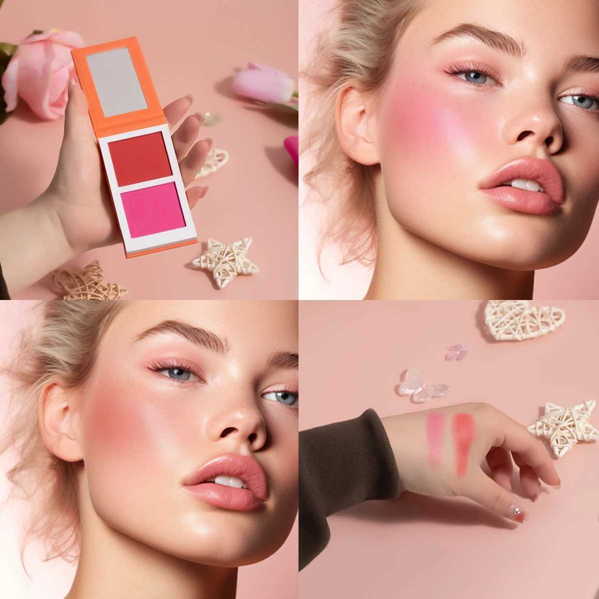 4-Color Velvet Powder B Palette Duo Hot Pink Highly Pigmented Silky Smooth Cheek Tint set Rose Matte Ber Mothers DayXJ241225