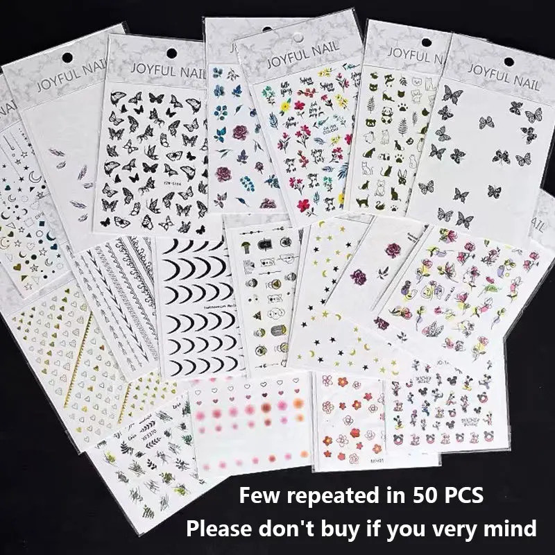 50 PCS Random Stickers for nails Press on nails nail art Decoration manicure supplies 241225