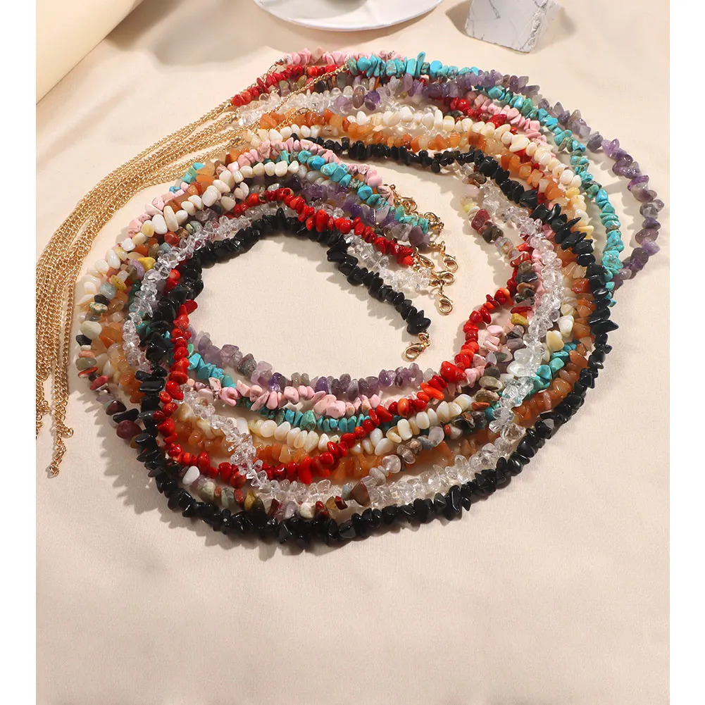 Boho Fashion Natural Turquoise Crystal Stone Waist Chain Belly Chain Body Jewelry Personality Handmade Beaded Chain 241225