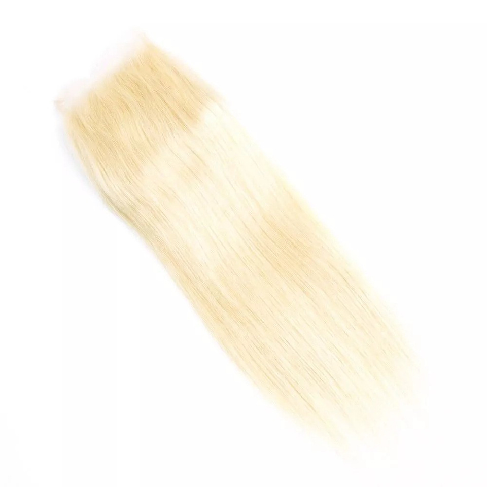 3 Bundles With 6X6 Lace Closure Blonde Color Brazilian Human Hair Peruvian Indian Virgin Hair 4 Pieces/lot Straight 613# 10-30inch