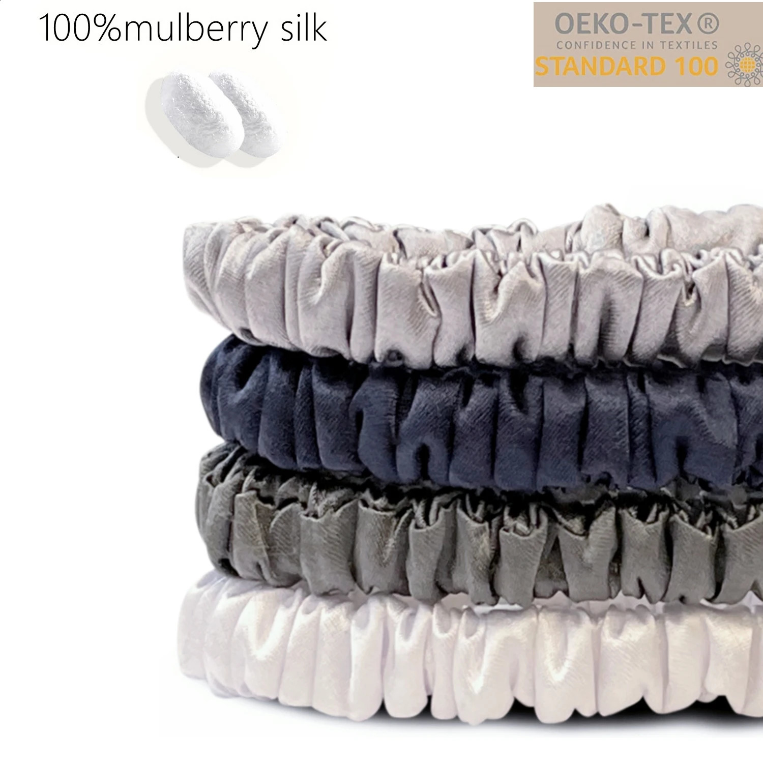 4 pieces of pure mulberry silk 2CM hair pattern tie tight fit ponytail clip care accessories 241223