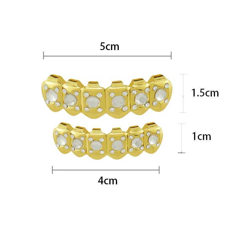 18k Gold Plated CZ Small Single Tooth Hip Hop Grill Halloween Teeth Grillz Cs Set For Christmas GiftXJ241225
