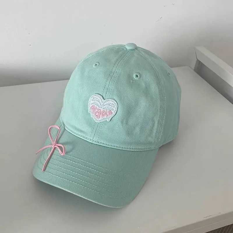 RICYGVM Love Embroidered Duck Tongue Hat for Women Bow Baseball Hat Korean Girl Candy Color Peaked Cap Female Outdoor Sun Visors W241225
