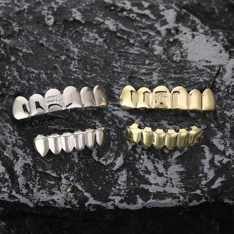 Gold Silver Plated Letter Single Top Hip Hop Grillz Classic Bottom Dental Grills Vampire Teeth for Costume PartyXJ241225