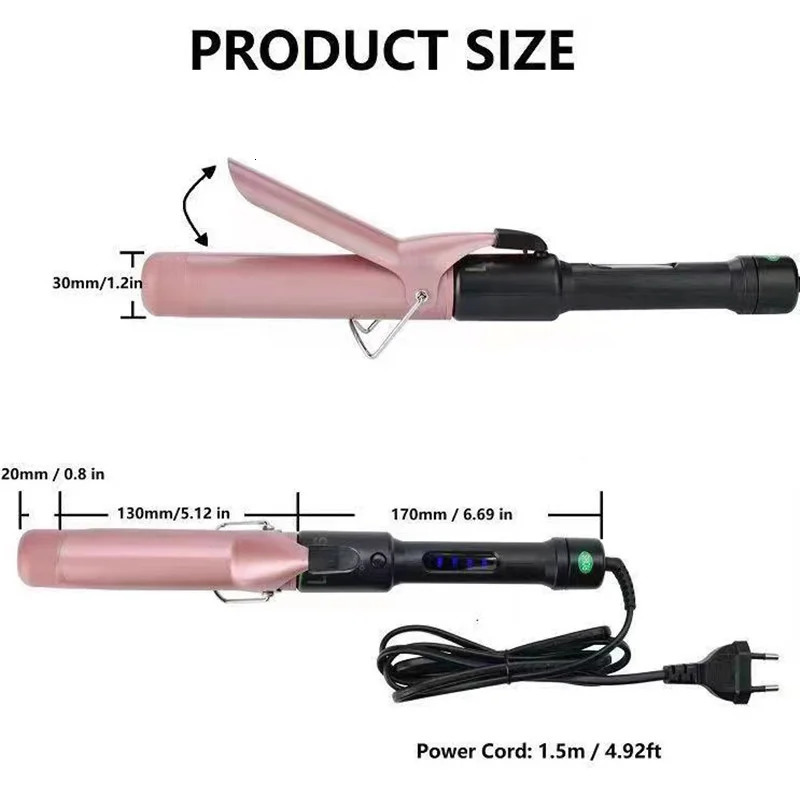 25mm Hair Curling Iron 1 Inch Professional Hair Curling Tourmaline Coating Barrel Hair Curler LCD Display with 9 Heat Setting 241225