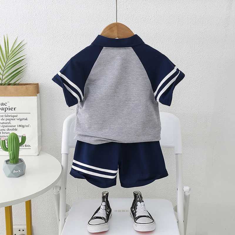 Clothing Sets New summer baby clothing set childrens boys fashionable Tshirt shorts 2PCSset childrens clothing baby casual clothing childrens sportY24