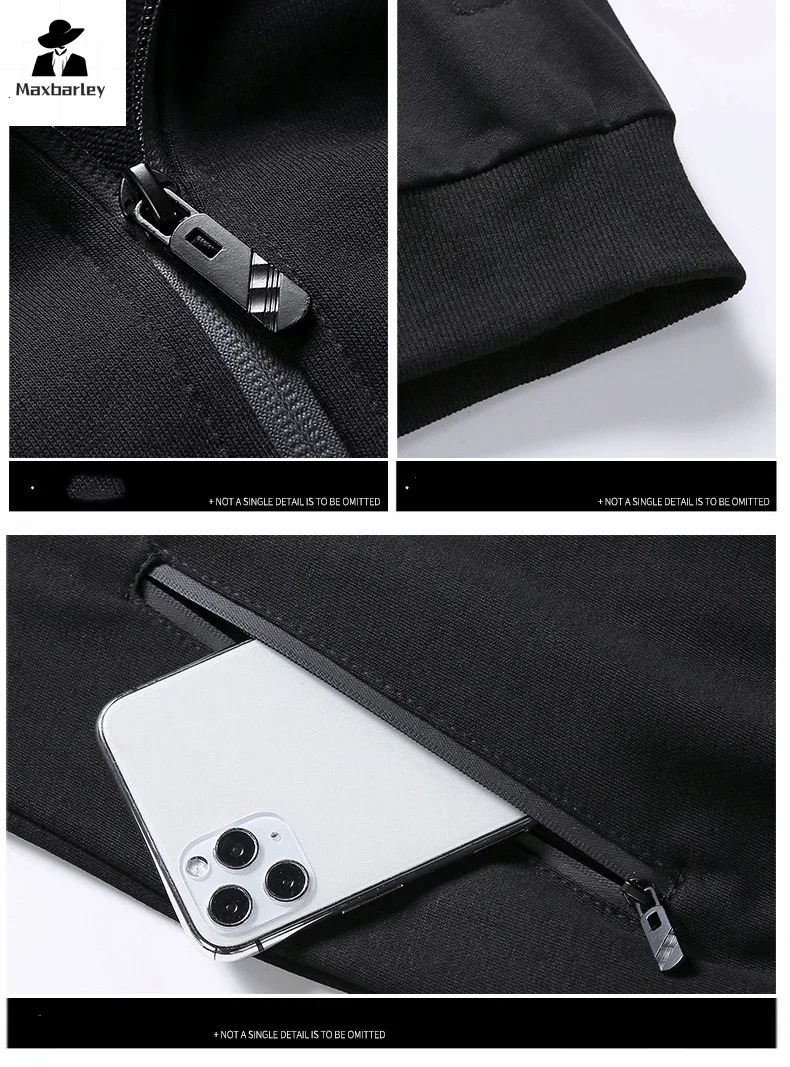 M-8XL Autumn Sweatshirt SweatPants Trousers for Men Set Two Piece Black Tracksuit Hip Hop Streetwear Running Male Sport Clothing 241224