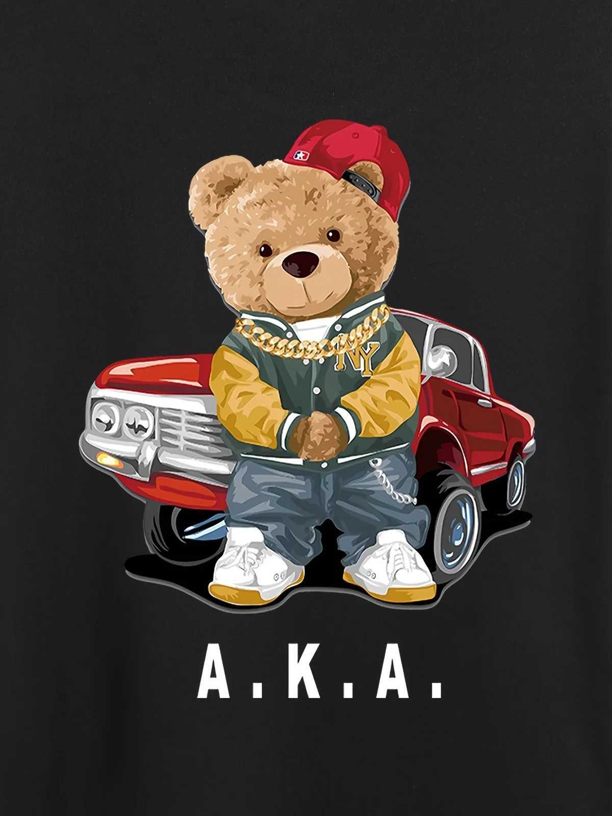 Clothing Sets Summer Baby Clothes Set Children Boys Black Cute Bear Short Sleeve T-shirts and Shorts 2pc Suit Kid Top Buttom Outfit TracksuitsY241225M