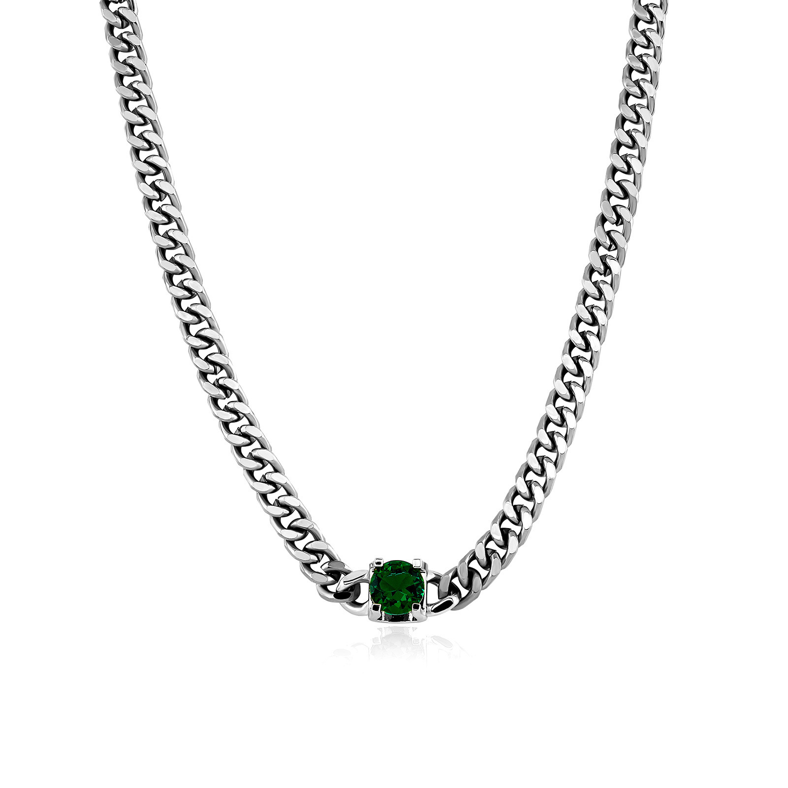 3mm-6mm Stainless Steel Hip-hop Bracelet Necklace Mens And Womens Color Preservation Red Green Cubic Zirconia Charms Chain Bijoux Pulsera Hombre Colla