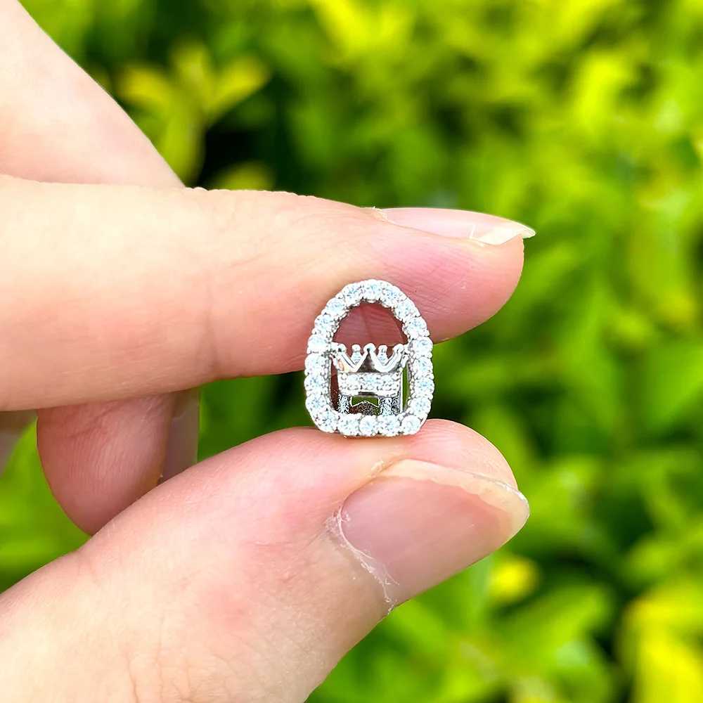 RACHELZ Single Zircon Hollow Crown Teeth Grillz Gold Color Hip Hop CZ Stone Tooth Cs For Women Men Jewelry Halloween GiftXJ241225