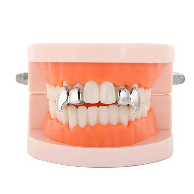 Hip Hop Classic Single Teeth Grillz Simple 14K Gold Plated Glossy Tooth Cs For Women Men Punk Jewelry Party CosplayXJ241225