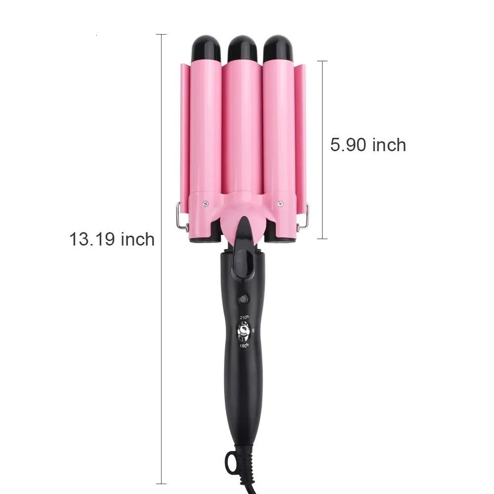 3 Barrel Curling Iron Wand Temperature Adjustable 5 Size Splint Ceramic Triple Barrels Hair Waver Portable Hair Iron Curler 241225