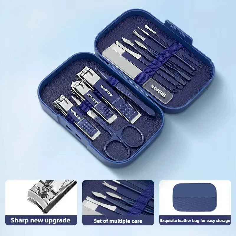 13 Pcs Multi-Functional Stainless Steel Nail Clippers Pedicure Nail Scissors Tool Set With Storage Box Manicure Cutter Kits 241225