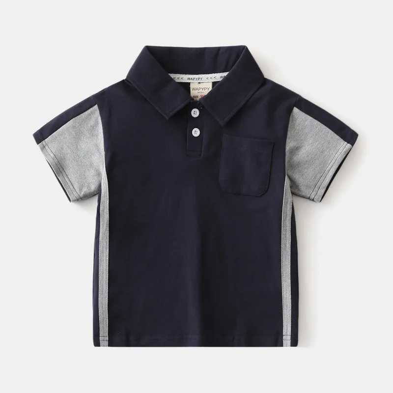 Summer Kids Fashion Breathable Cotton Polo Shirt Boys Casual Short Sleeve T-Shirt with Color Block Ages 2-7 Optional 2 ColorsXJ241225