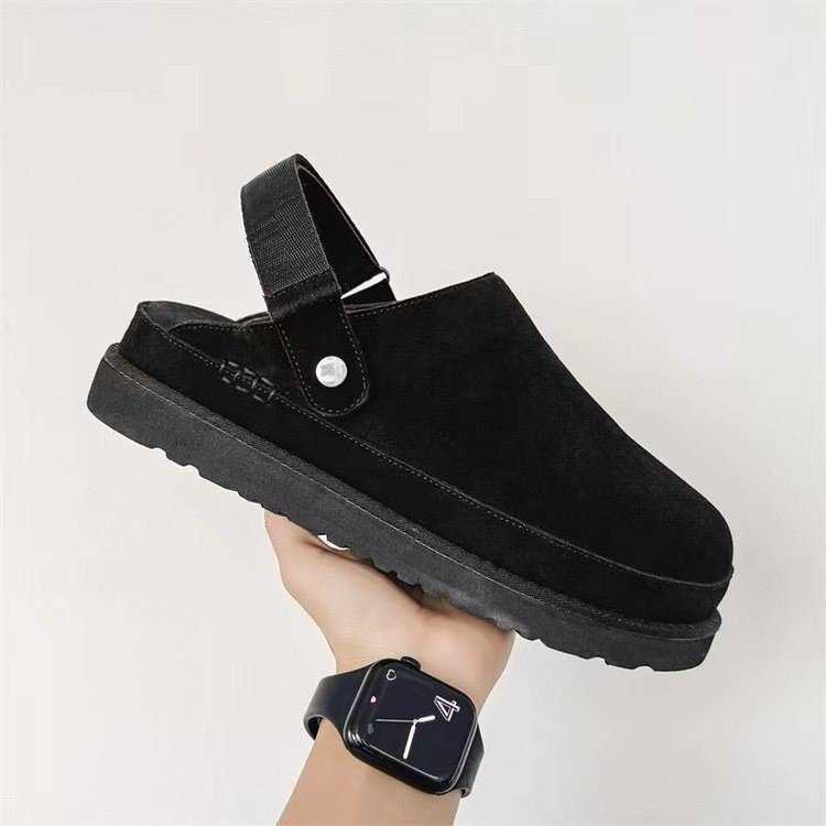 slides slippers clogs Thick soled with back strap Boken shoes size autumn new item cowhide veet casual toe cap s