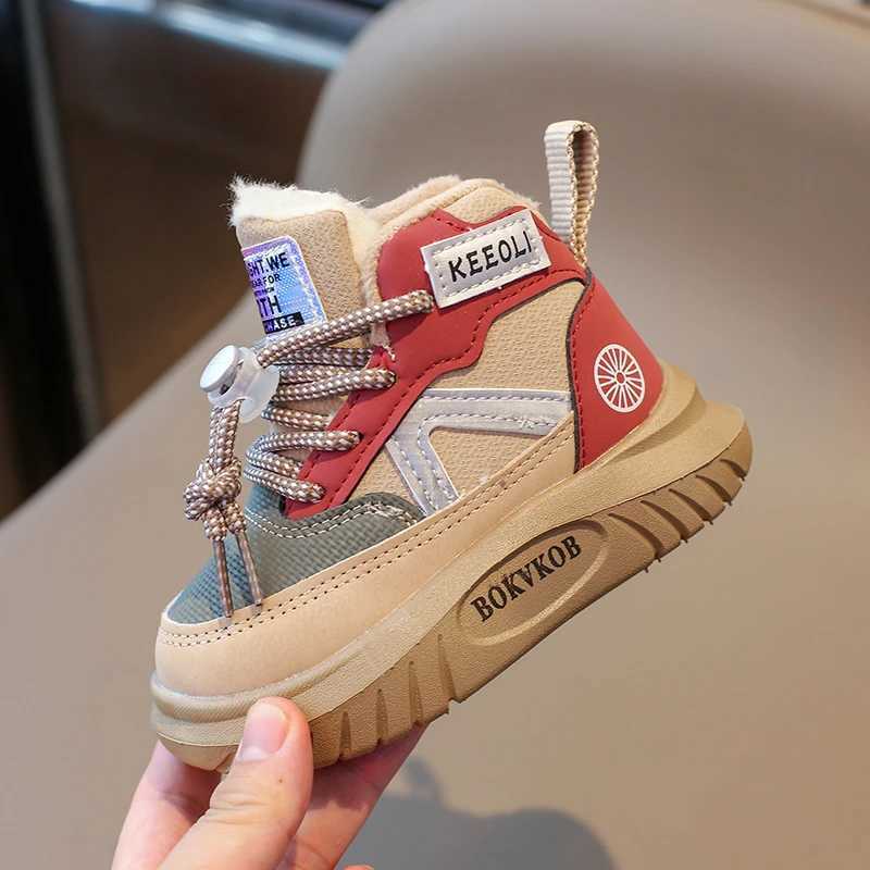 Athletic Outdoor 1-8 Years Old Childrens Snow Boots Khaki Padded Thickened Boys Girls Cotton Shoes Hundred Anti-skid Kids Boots Toddler Shoes H241223