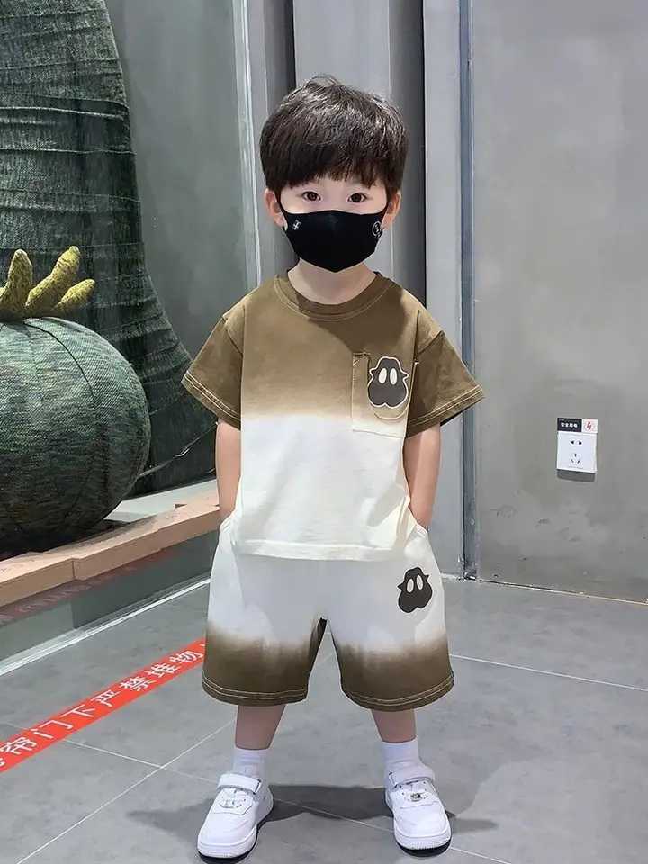 Clothing Sets Summer Children Boy Clothes Set Fashion Short Sleeve Gradient T-shirt and Shorts 2pc Suit Teenage Letter Print Top Bottom OutfitY2412259
