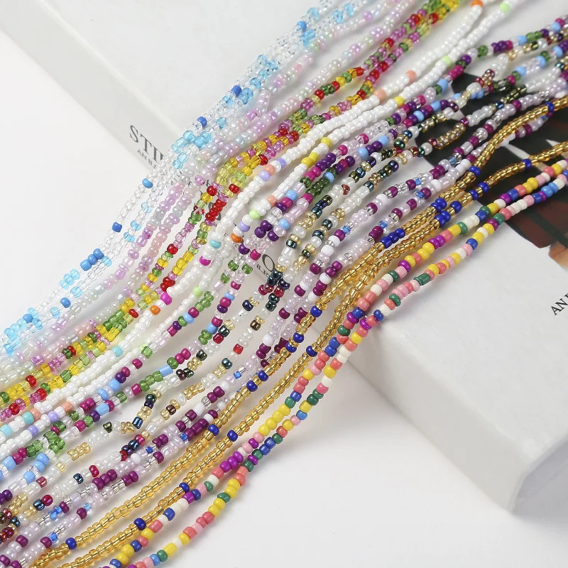 12 Pieces 50Inch Waist Beads Set Summer Handmade Colorful African Belly Bead Chain Plus Size Body Jewelry Stretching Belly Chain 241225