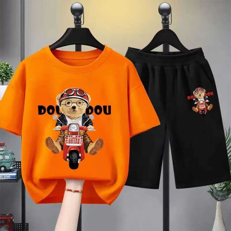 Clothing Sets Summer Baby Boy Clothes Set Children Girls Cartoon Bear Printed T-shirts and Shorts 2 Pieces Suit Kid Casual Top Bottom OutfitsY2412258U