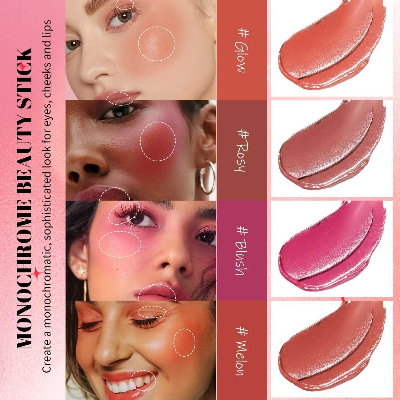 High Pigment B Stick Lightweight Non-Greasy Waterproof Long-Lasting Contouring Eyeshadow Cheek Lip Stick Multi-Use MakeupXJ241225
