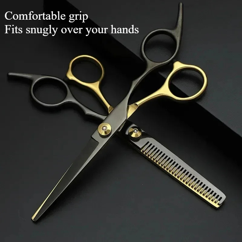 Professional Hair Cutting Scissors Home Hair Cutting Barber/Salon Thinning Shears Stainless Steel Hairdressing Black Golden 241225