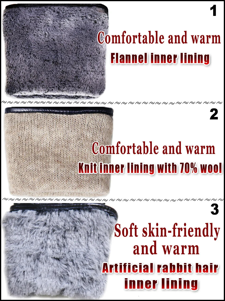 High-end Leather Sheepskin Gloves Womens Warm Knitted Flannel Lining Touch Screen Color Leather Gloves Driving Genuine 241225
