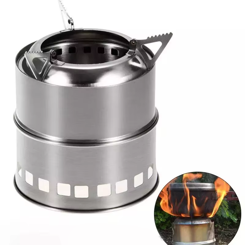 Portable Wood Burning Camping Stove Stainless Steel mini Wood Stove For Cooking