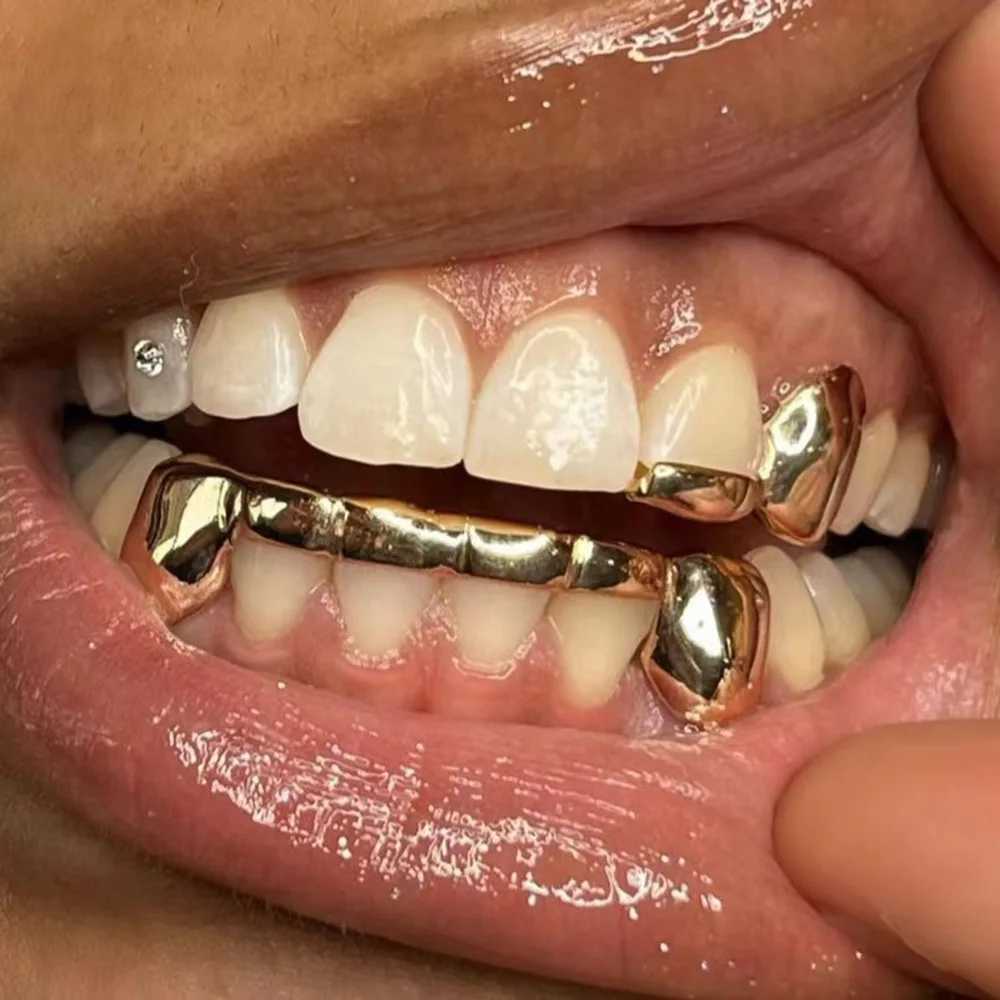 RACHELZ Hip Hop Bucktooth Fangs Teeth Grillz Gold Silver Color Tooth Cs Decor Dental Grills For Women Men Halloween JewelryXJ241225