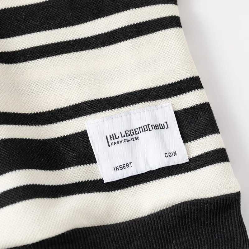Autumn Baby Boy Cotton Clothes Kid Girls Turn Down Collar Sweatshirts Pullover Children Black White Stripe Shirt Polo TopXJ241225