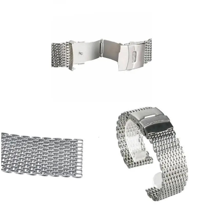Shark Watch Stainless Steel Shark Mesh Watch Band Strap Accessories 18 20 22 24mm Bracelet 241225