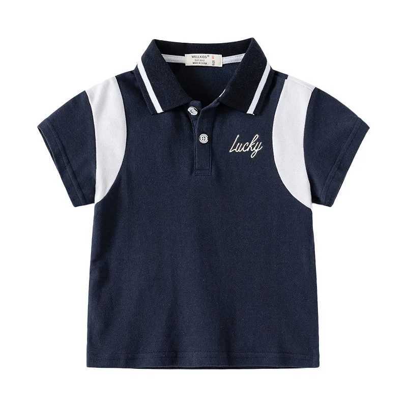 Boys Polo Shirt Short Sleeve Summer Children Tops Wear 90-130 CM Patchwork Kids Tees Soft Boys CostumesXJ241225