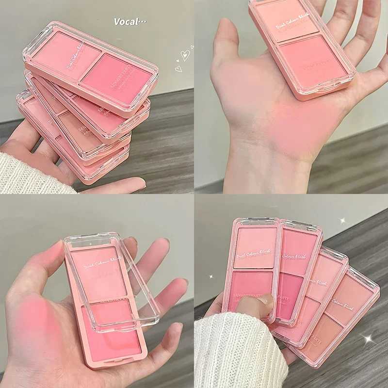 Nude Peach B Palette Face Makeup Two-color Natural Cheek Brighten Color Rendering Delicate Non-flying Powder Matte RougeXJ241225