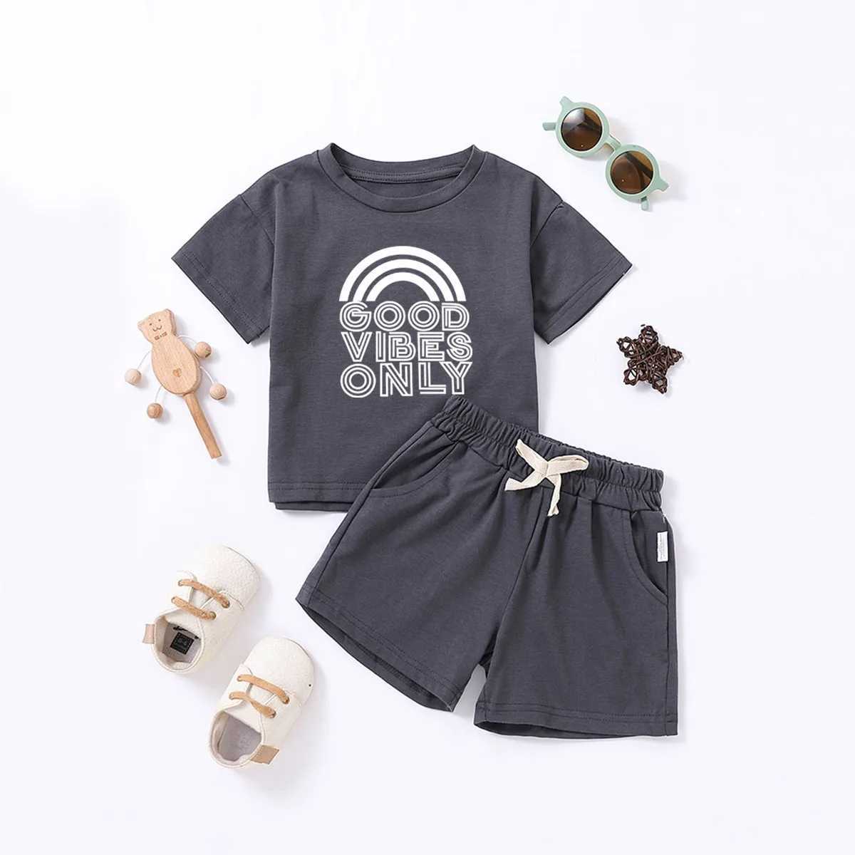 Clothing Sets Summer Children Boys Girls Clothes Suits 0-6Y Childrens Alphabet Printed Set Cotton Short Sleeve Shorts Set Kids ClothesY241225TQ9S