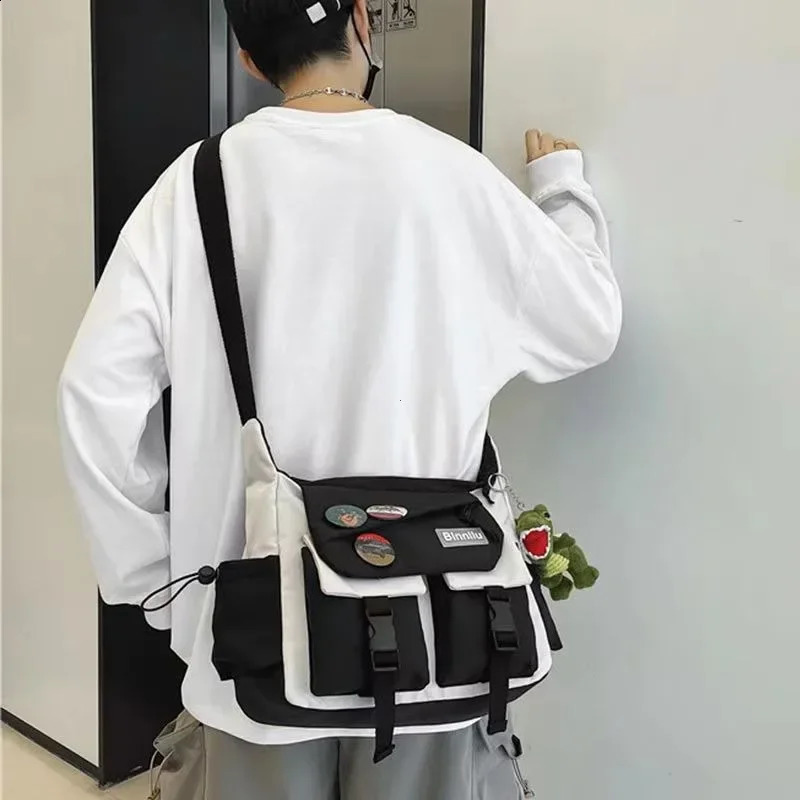 Harajuku Men Nylon Crossbody Bags for Women Messenger Bag Girls School Book Bags Youth Canvas Handbags Shoulder Bag Bags 250218