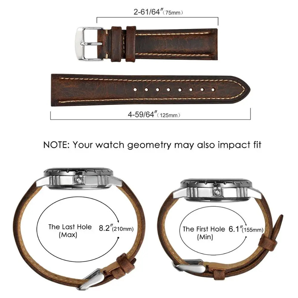 BISONSTRAP Geniune Leather Watch Strap 14mm 17mm 18mm 19mm 20mm 21mm 22mm 23mm 24mm Replacement Bracelet for Men Women Watchband 241225