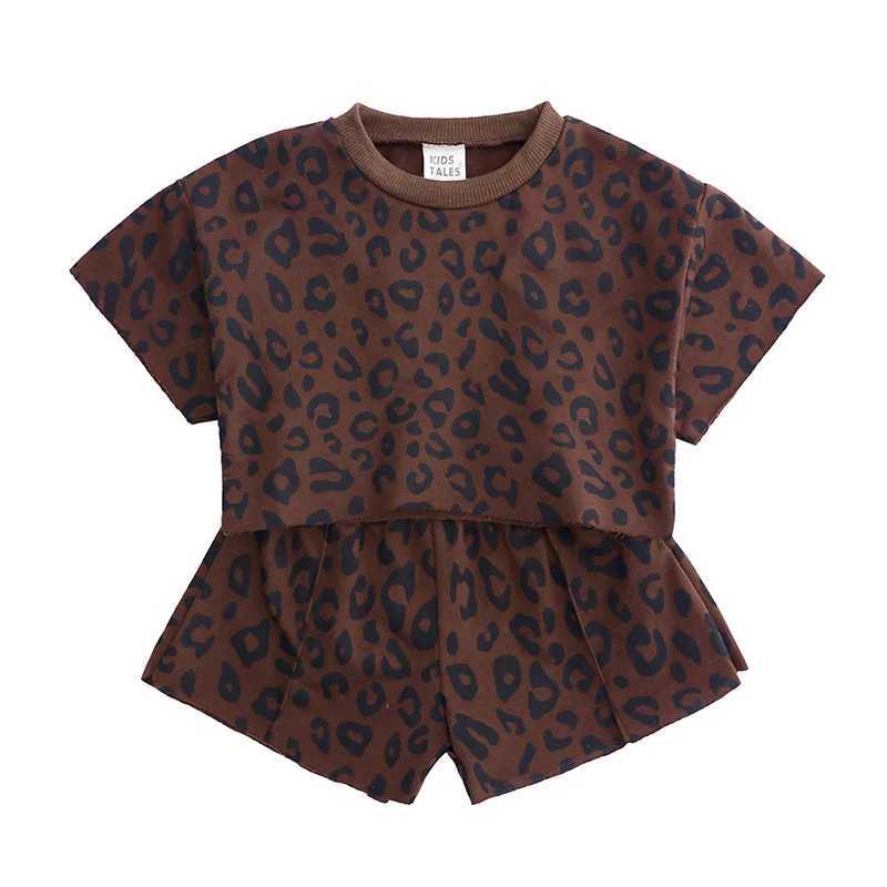 Clothing Sets Baby Girl Clothes Set Kid Leopard Short Sleeve Tshirt and Shorts Suit Children Fashion Top Bottom 2 Pieces Outfits TracksuitsY24122571X9