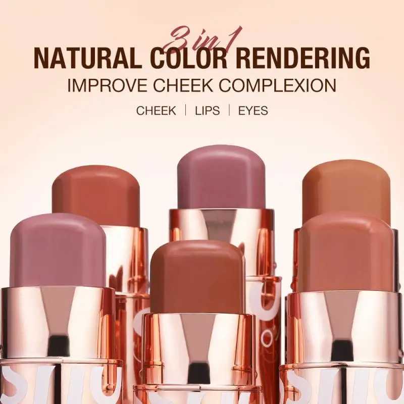 6 Colors Rouge Cheeks Contouring B Stick Multi-function Waterproof Lasting Ber Brightening Ber Cream Natural MakeupXJ241225