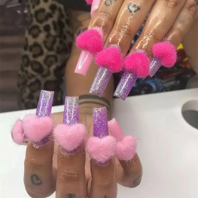 29pcs/Box Fluffy Nail Plush Ball Kawaii Nail Charms DIY Decoration Magnetic Pom Nail Pom Manicure Accessories Kit Charm 241225