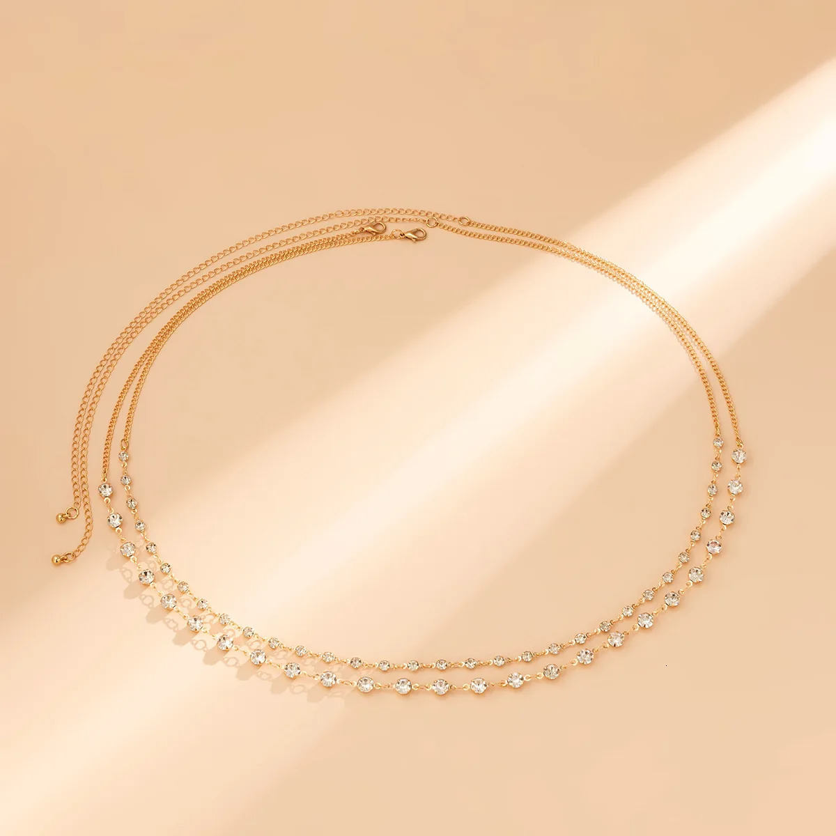 Exquisite Bilayer Bikini Belly Chains Sexy Women Shining Rhinestone Waist Chain Summer Beach Party Body Jewelry Y2K Accessories 241225