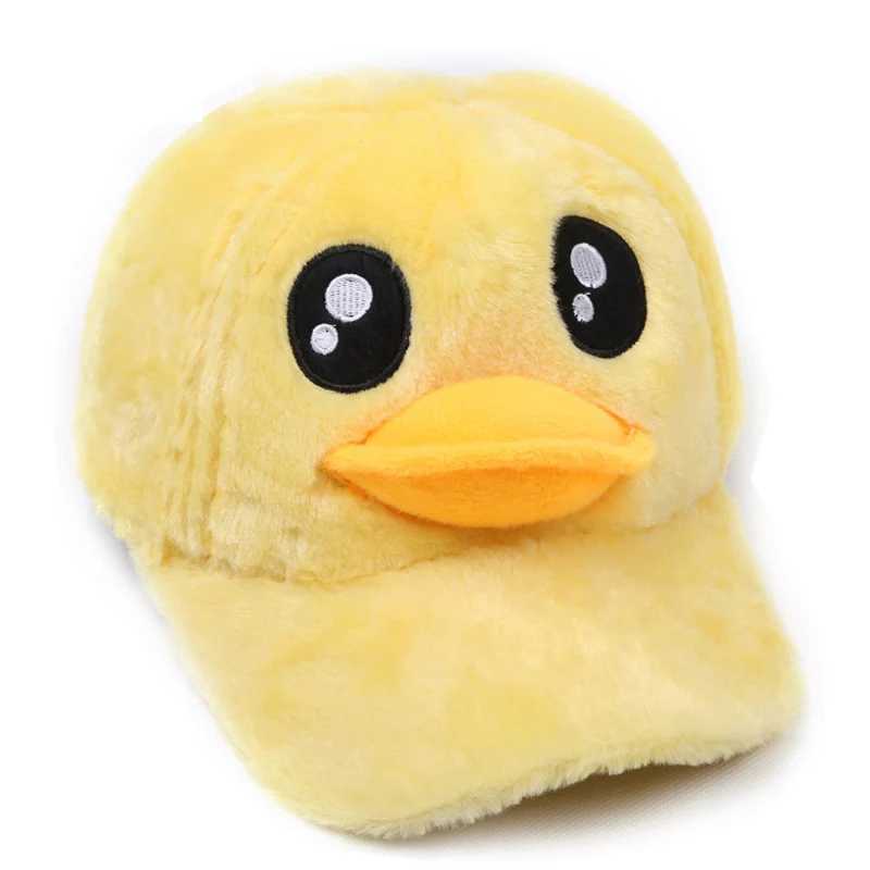 Cartoon yellow duck baseball cap childrens baseball cap cashmere to keep warm winter cashmere snap button gorilla boy girl toe cap W241225